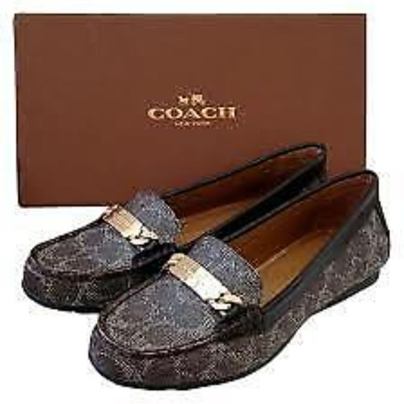Coach Olive Loafer Signature Embossed Canvas Flat Size 7B Chestnut - Picture 1 of 5